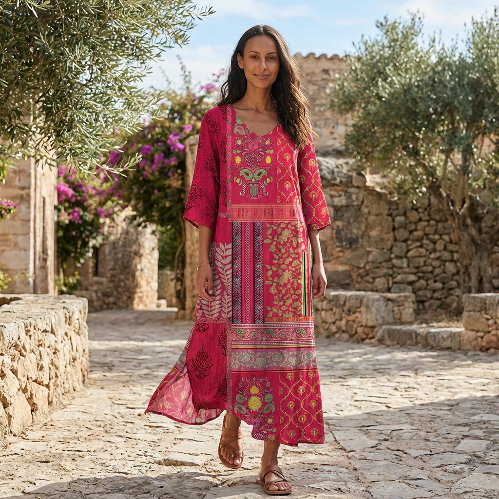Liora | Women Maxi Dress Ethnic Bohemian Print Flowing Relaxed Fit 1