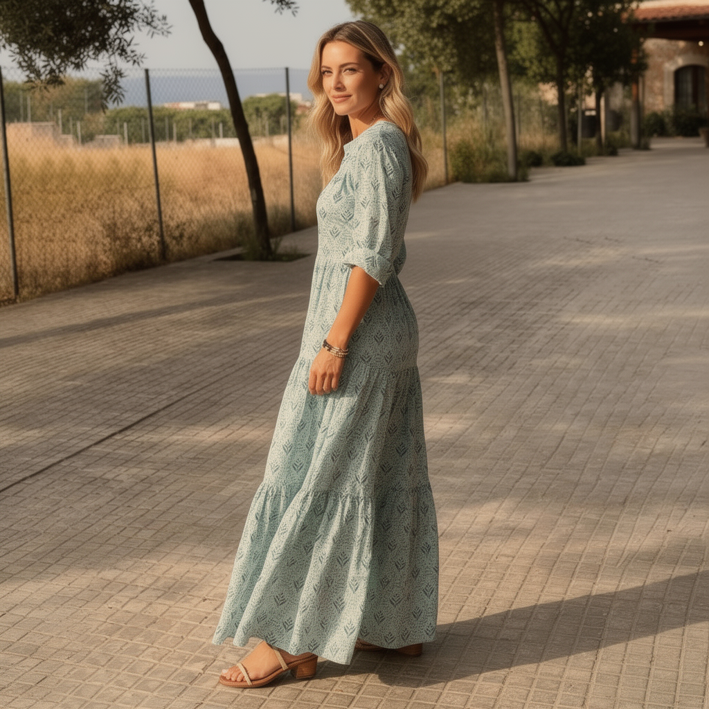 Liora | Women Maxi Dress Long Sleeve Flowing Boho Print 7