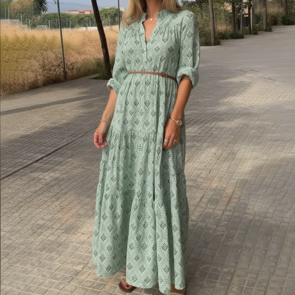 Liora | Women Maxi Dress Long Sleeve Flowing Boho Print 5