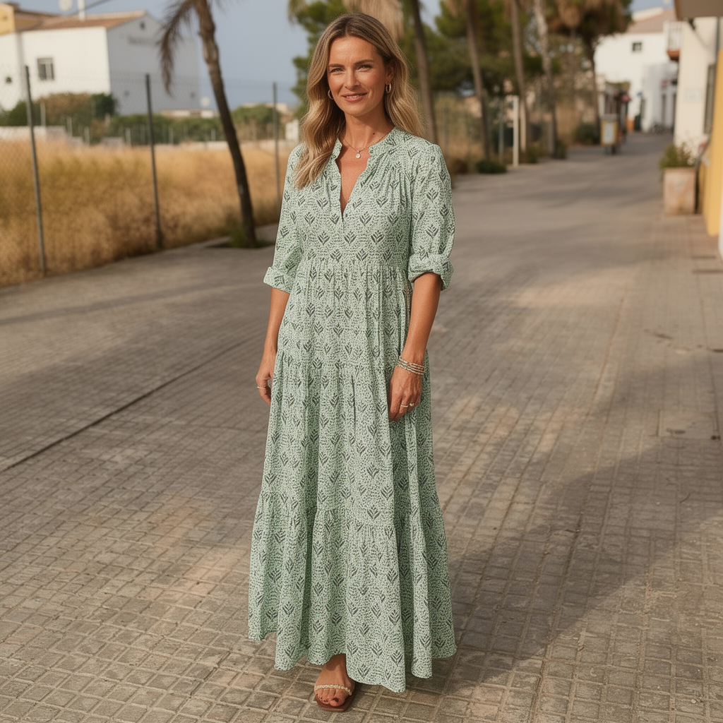 Liora | Women Maxi Dress Long Sleeve Flowing Boho Print 8