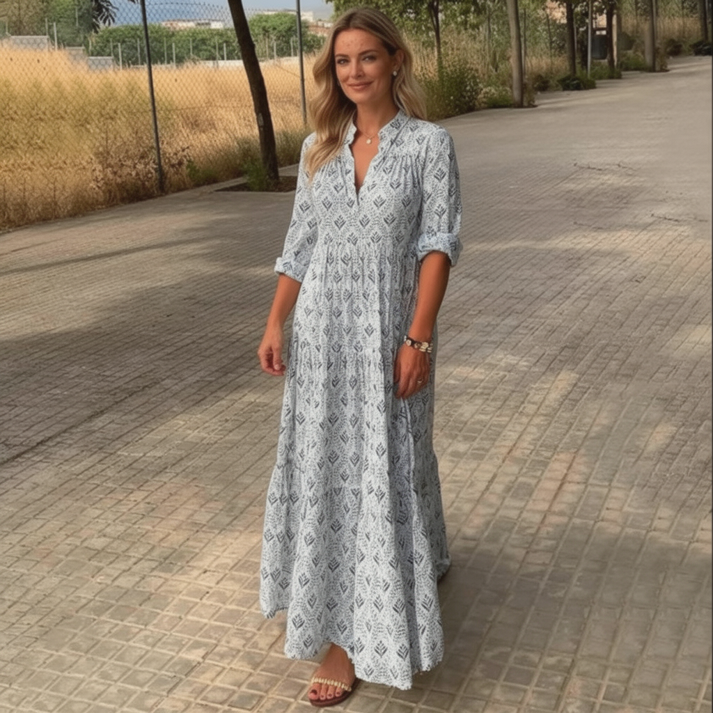 Liora | Women Maxi Dress Long Sleeve Flowing Boho Print 2