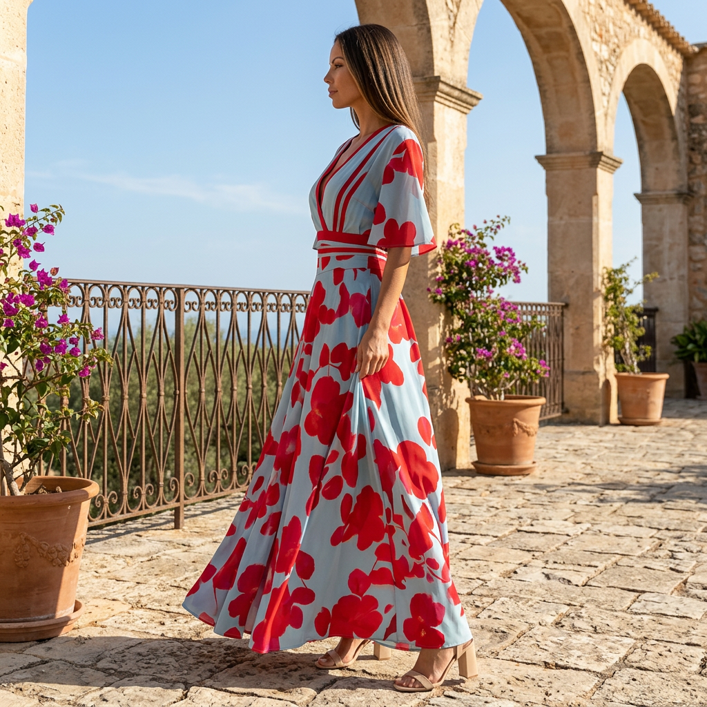 Liora | Women Maxi Dress Floral Print Flowing Silhouette Sleeveless Formal 4