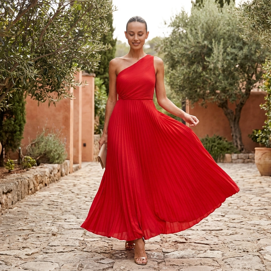 Seraphina | Women Maxi Dress One Shoulder Pleated Wedding Guest Evening Dress 4