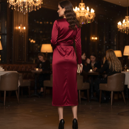 Liora | Women Midi Dress Wrap Sleeveless Elegant 3